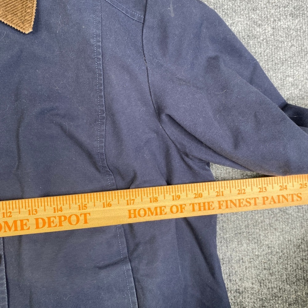 VTG LL Bean Barn Jacket Navy Blue Corduroy Trim Field Coat Womens Medium Chore - Picture 4 of 6